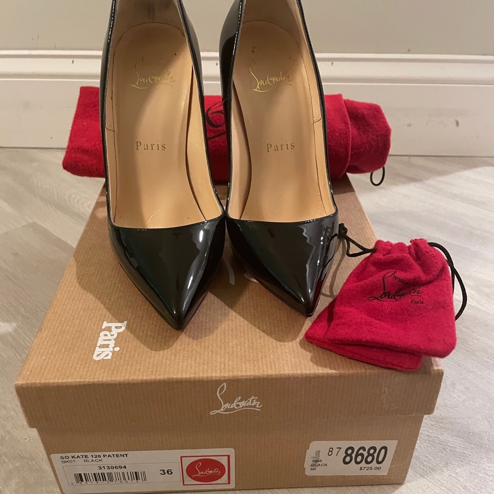 CHRISTIAN LOUBOUTIN SOKATE120 PATENT LEATHER PUMPS